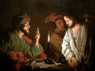 Jezus przed Kajfaszem, obraz Matthiasa Stomera