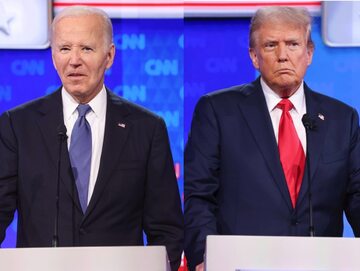 Joe Biden i Donald Trump podczas debaty w CNN