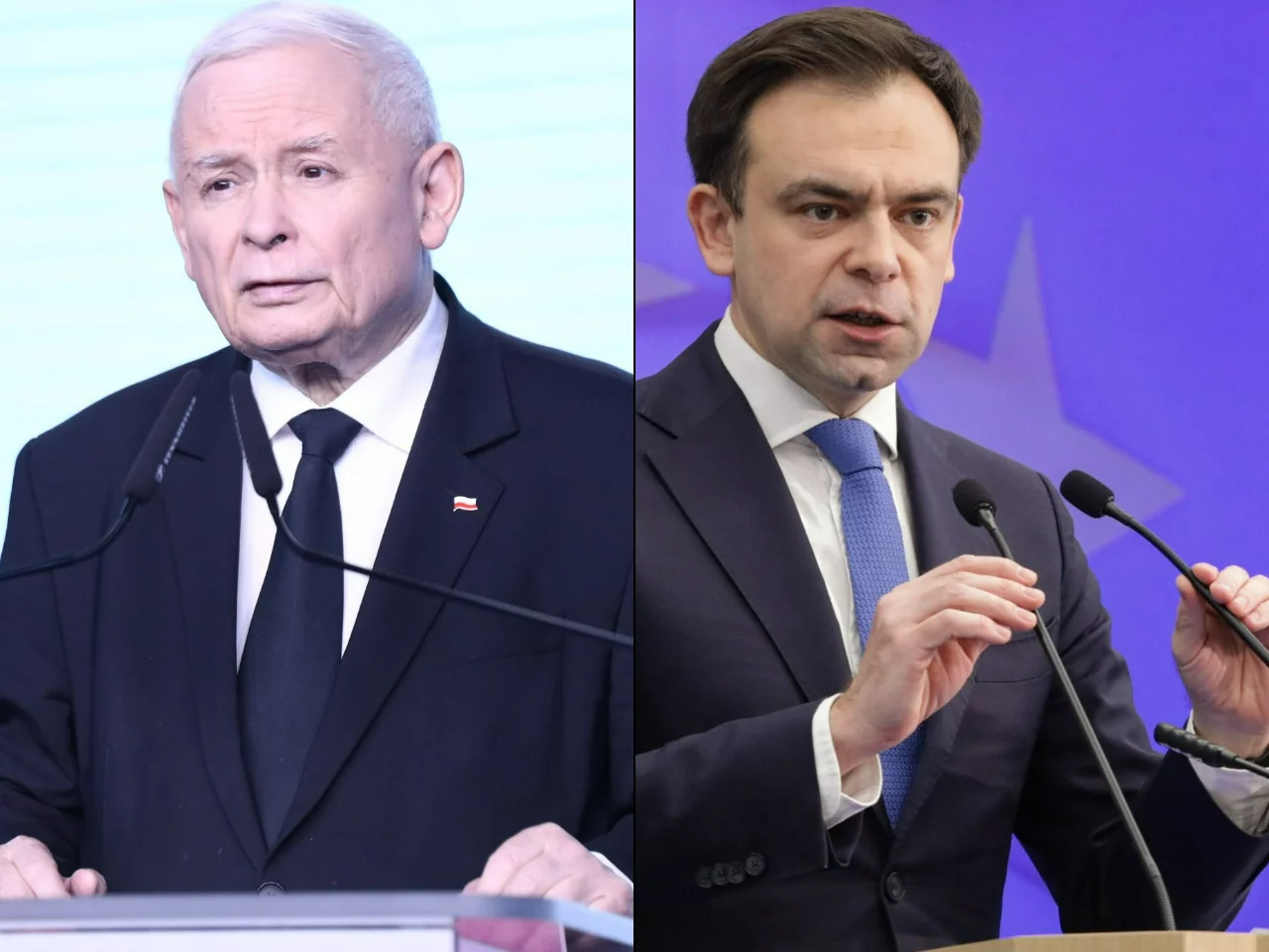 Prezes PiS Jarosław Kaczyński i minister finansów Andrzej Domański