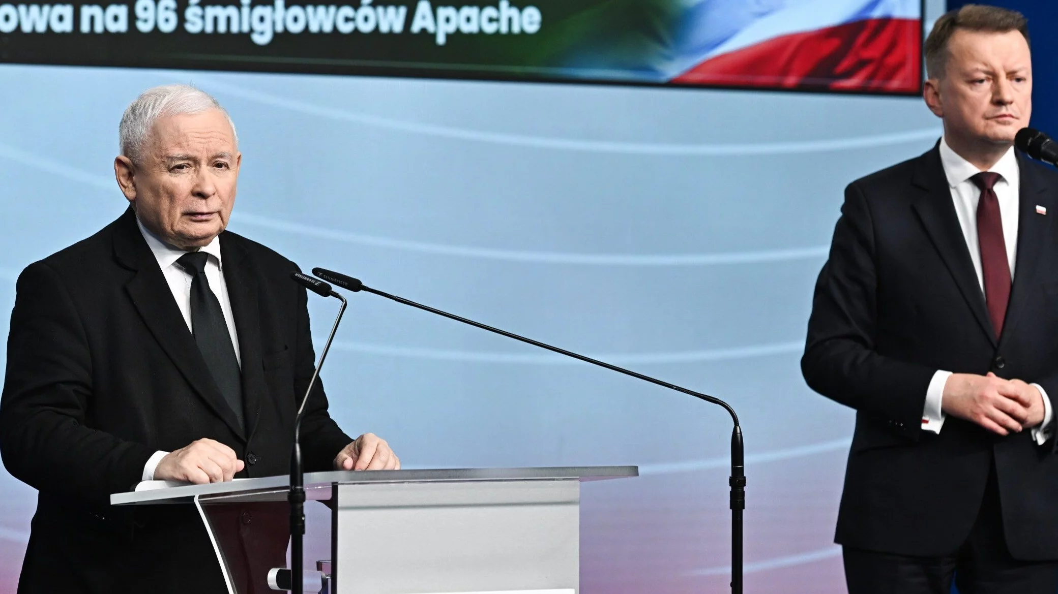 Prezes PiS Jarosław Kaczyński (L) i przewodniczący KP PiS Mariusz Błaszczak