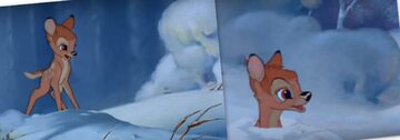 Kadr z animowanego filmu Bambi – wyprodukowanego w 1942 roku przez wytwórnię Walta Disneya