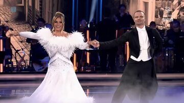 Kadr z programu "Taniec z gwizadami". Dagmara Kaźmierska i Marcin Hakiel