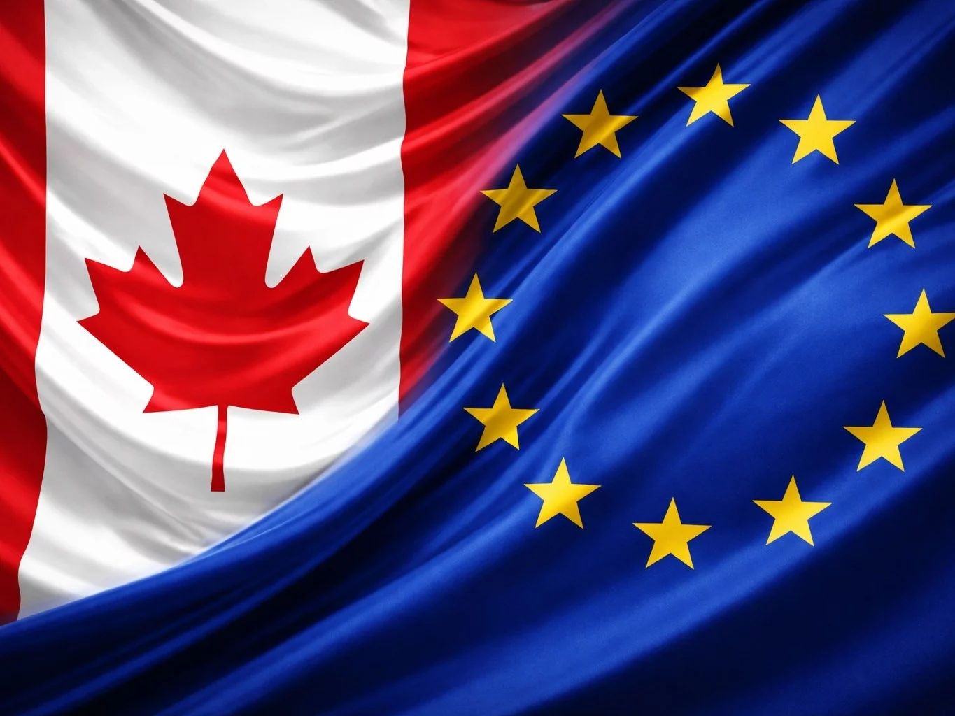 Flagi Kanady i UE, zdjęcie ilustracyjne