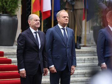 Kanclerz Niemiec Olaf Scholz i premier Donald Tusk