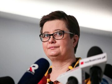 Katarzyna Lubnauer podczas konferencji prasowej w Sejmie