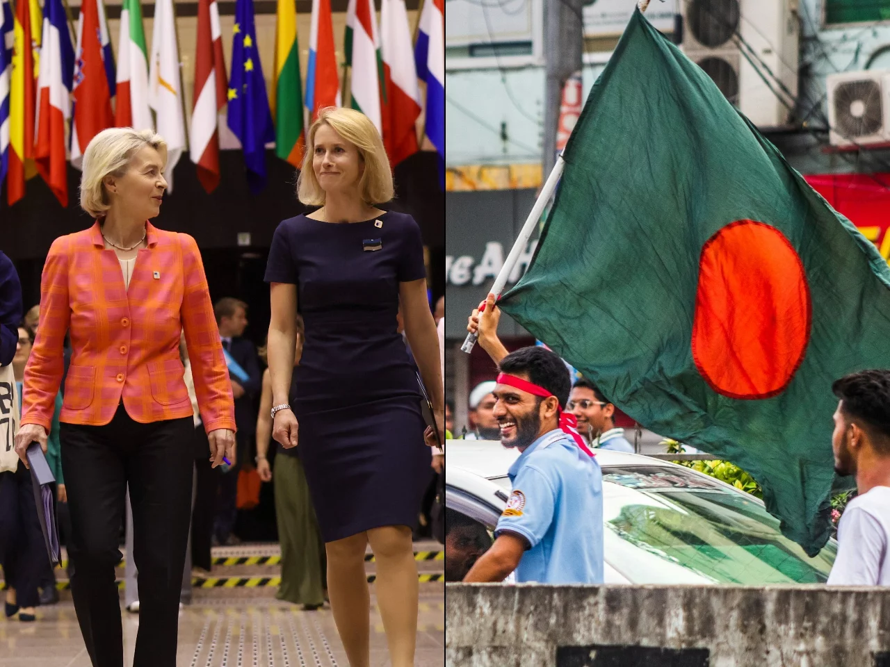 Leyen i Kallas. Flaga Bangladeszu. Zdj. ilustracyjne