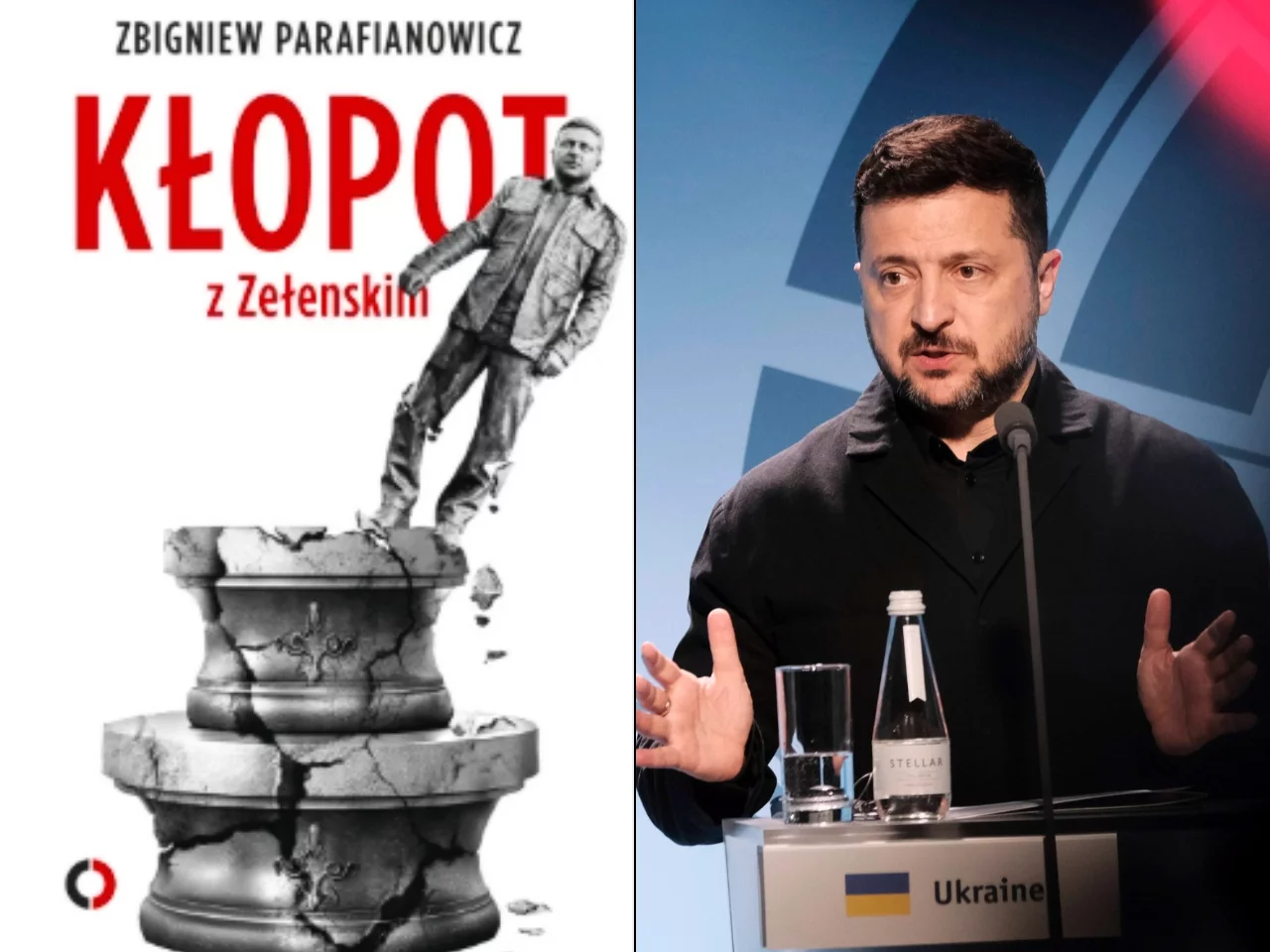 Prezydent Ukrainy Wołodymyr Zełenski. Okładka książki "Kłopot z Zełenskim"