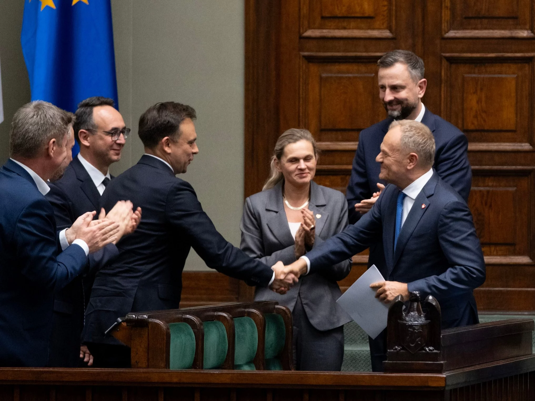 Premier Donald Tusk z ministrami w Sejmie
