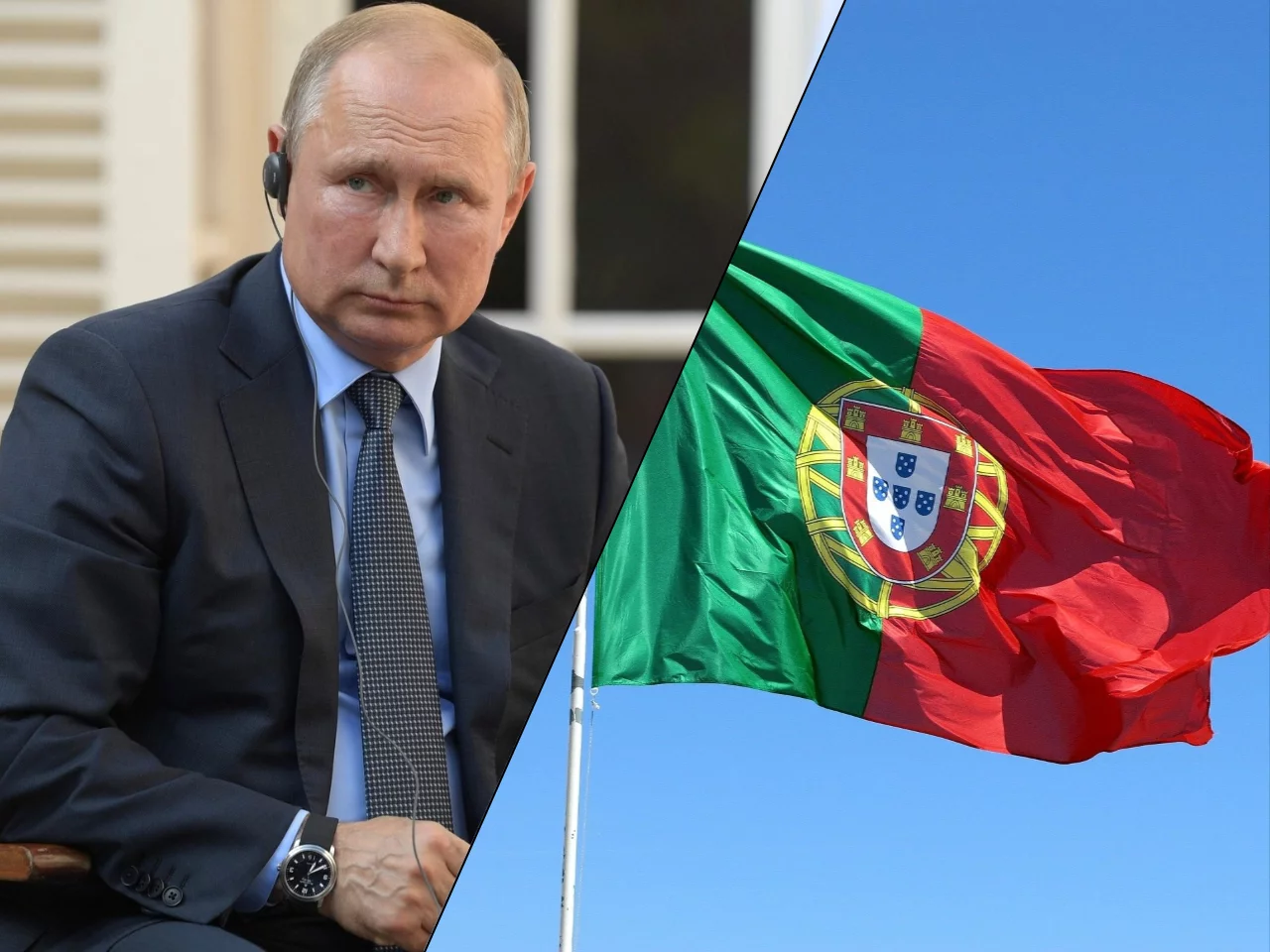 Władimir Putin i flaga Portugalii