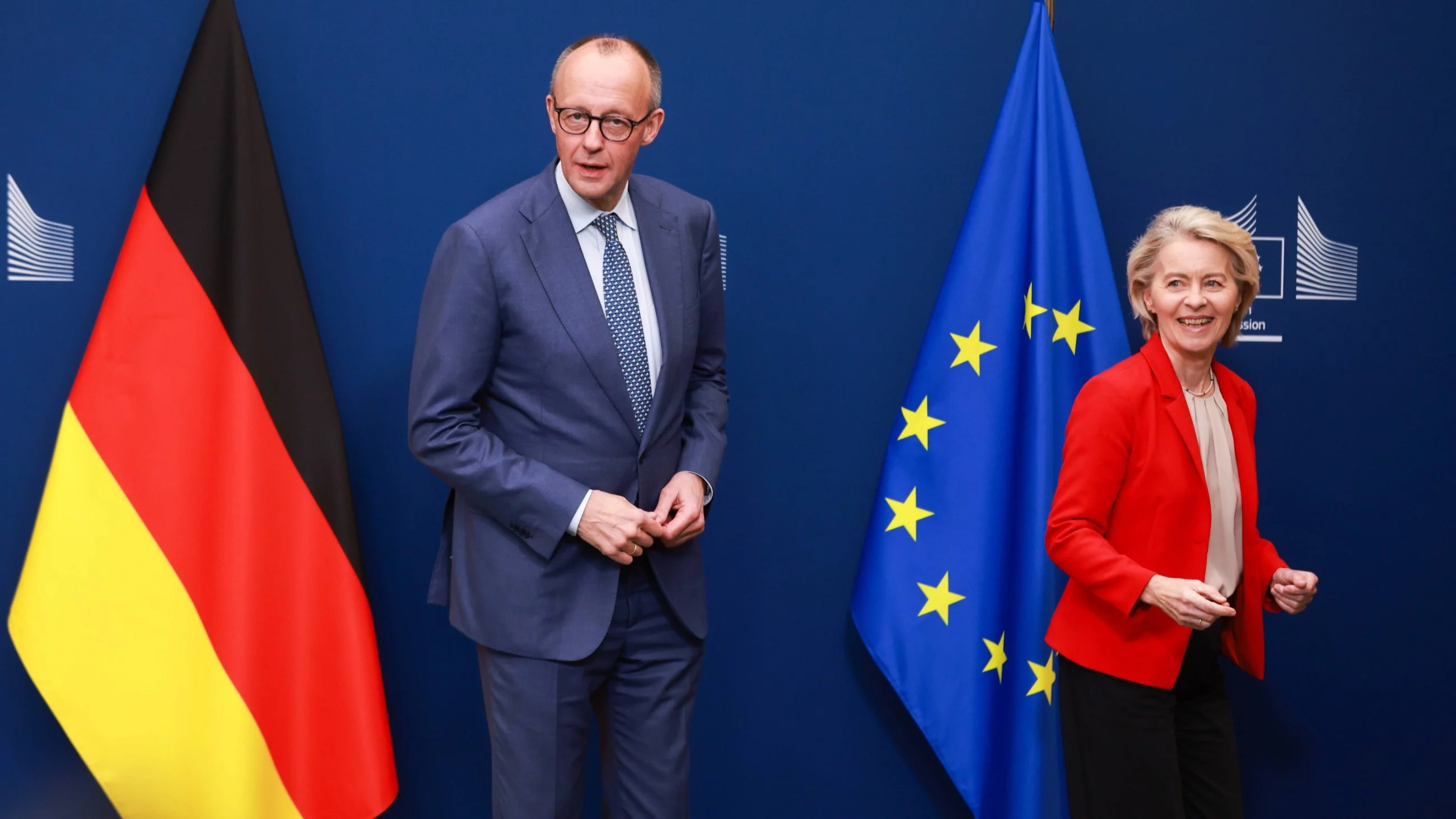 Czołowi niemieccy politycy: Kanclerz Friedrich Merz i przewodnicząca Komisji Europejskiej Ursula von der Leyen