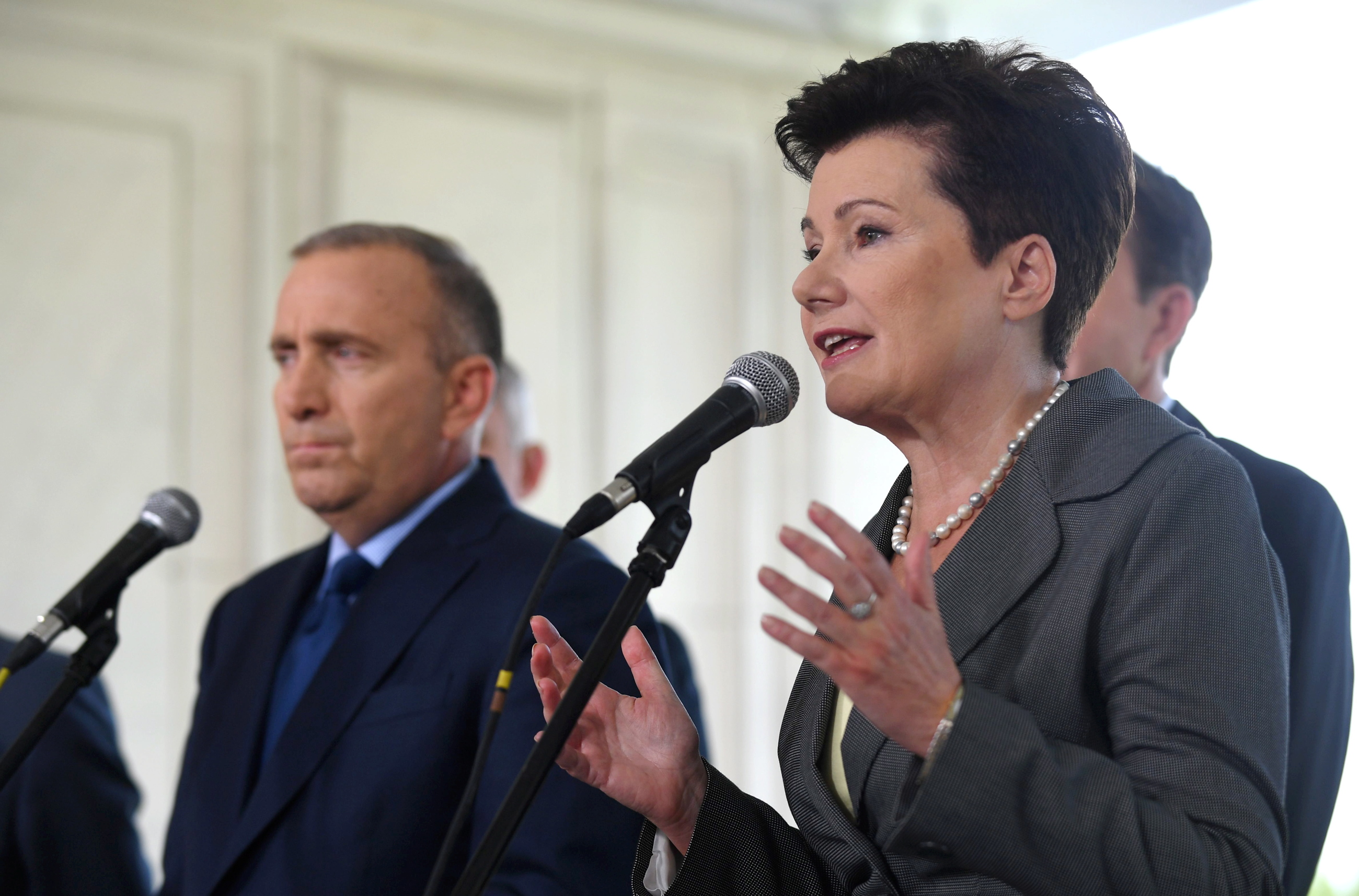 Prezydent Warszawy Hanna Gronkiewicz-Waltz i przewodniczący PO Grzegorz Schetyna