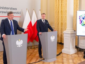 Konferencja Ministerstwa Sprawiedliwości. Michał Wójcik i Piotr Cieplucha