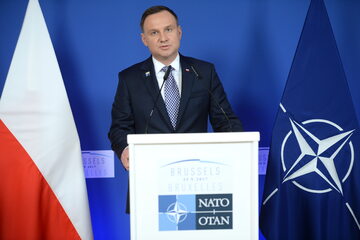 Konferencja prasowa Andrzeja Dudy po spotkaniach szefów państw NATO w Brukseli