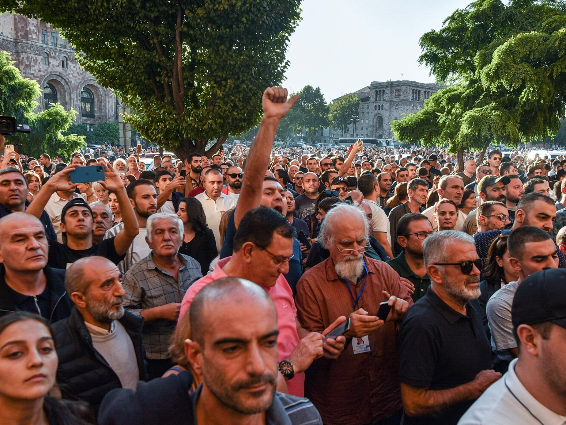 Protest przeciwko działaniom wojskowym Azerbejdżanu w regionie Górskiego Karabachu, Armenia