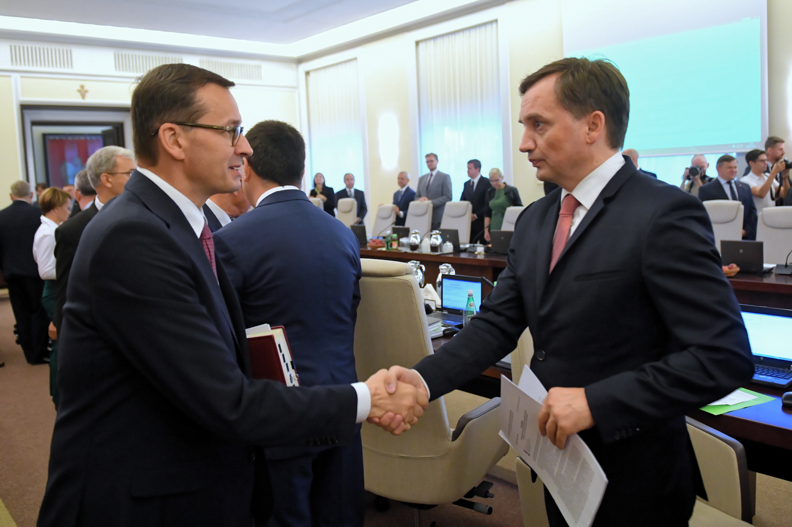 Premier Mateusz Morawiecki i minister sprawiedliwości Zbigniew Ziobro