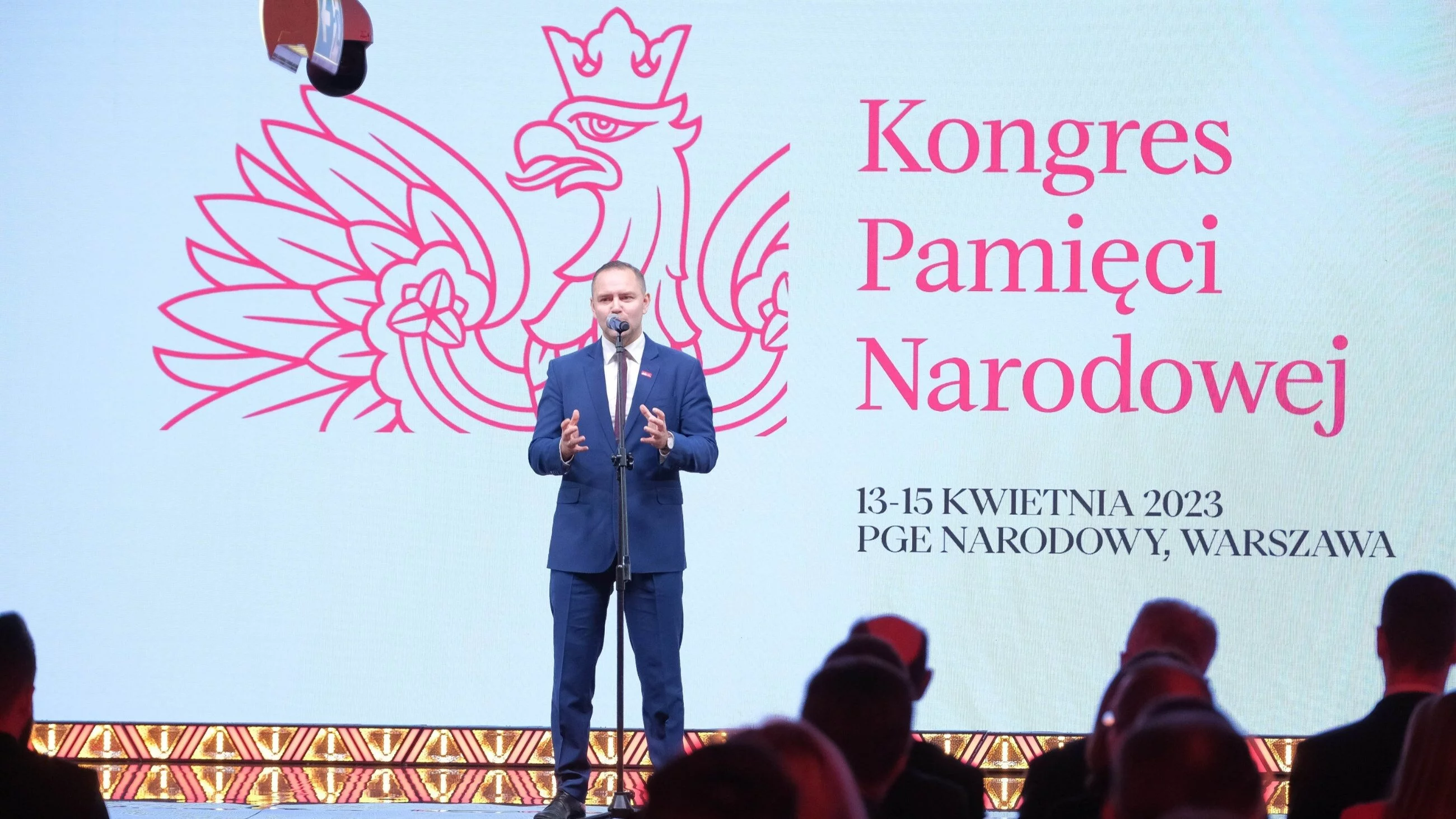 Prezes Instytutu Pamięci Narodowej Karol Nawrocki przemawia na Kongresie Pamięci Narodowej