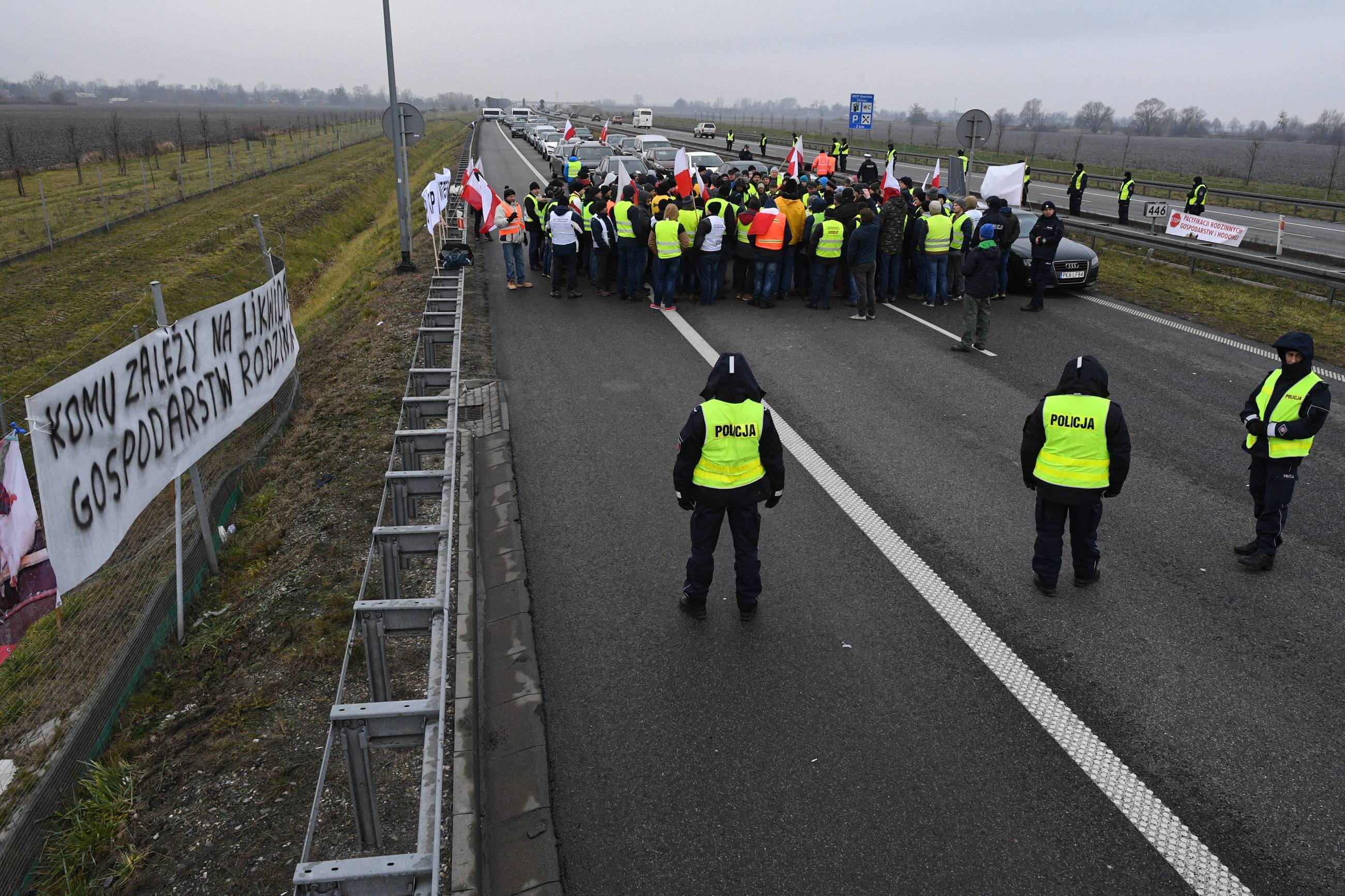 Protest rolników na A2