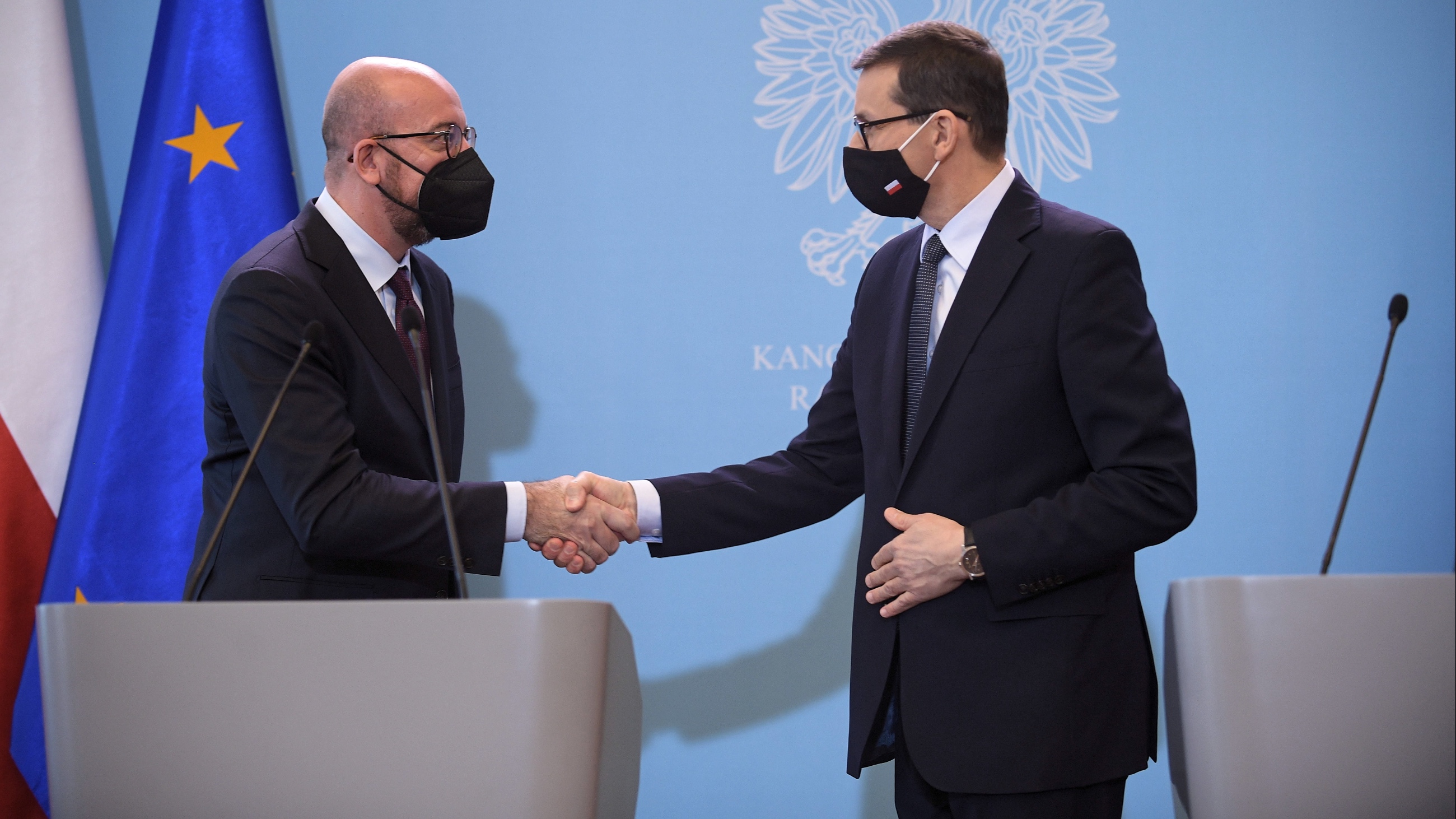 Szef Rady Europejskiej Charles Michel i premier Mateusz Morawiecki