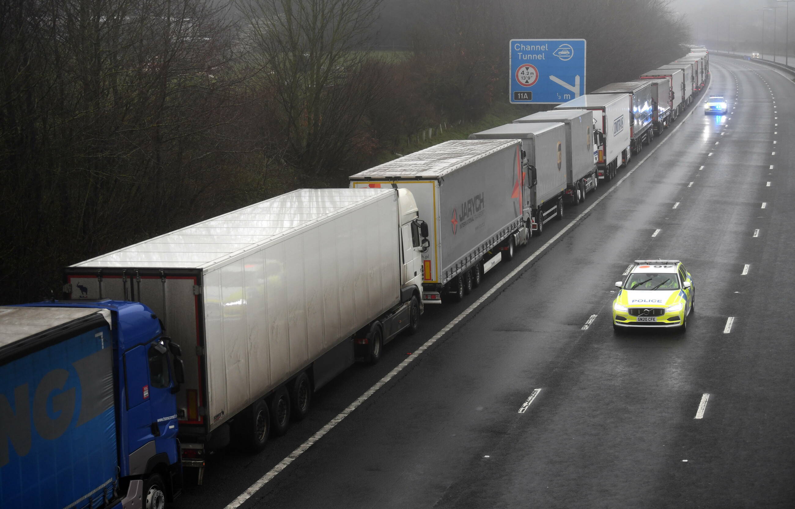 Korek ciężarówek do portu w Dover