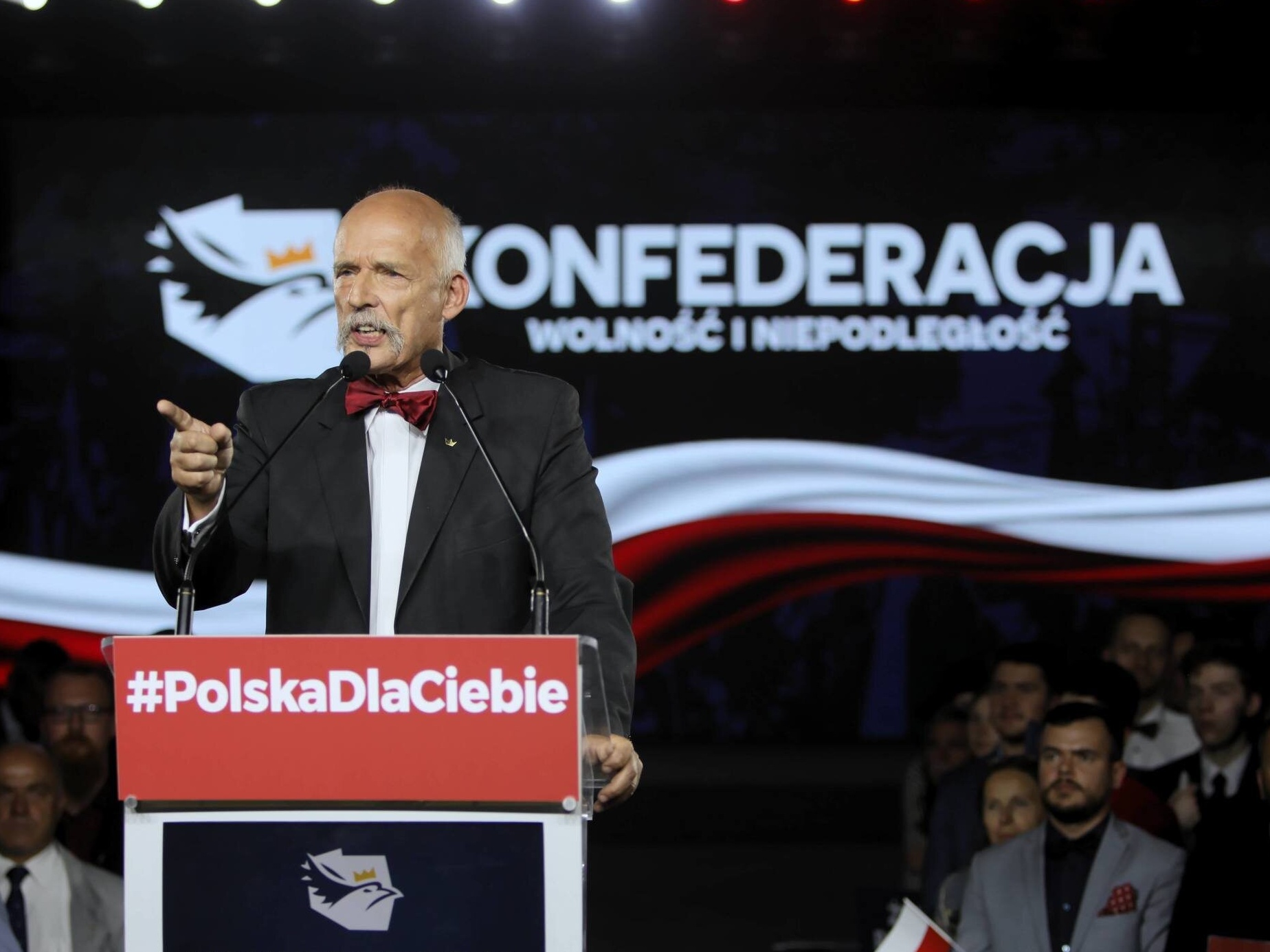 Janusz Korwin-Mikke na konwencji Konfederacji