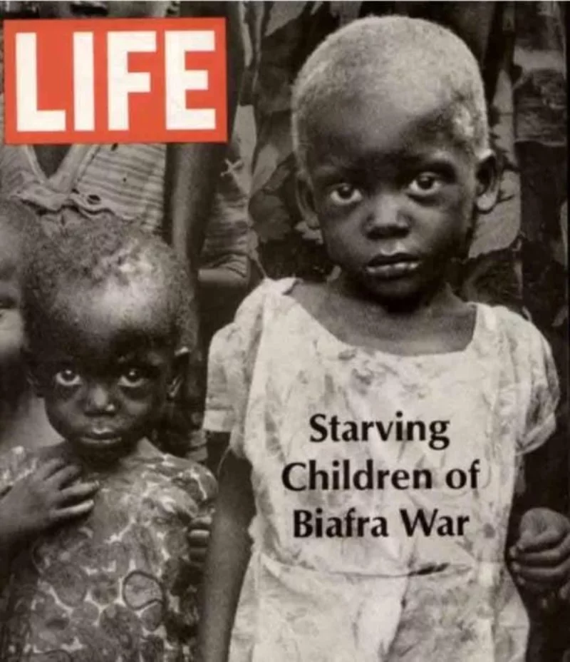 Głodujące dzieci w czasie wojny w Biafrze (wojna domowa w Nigerii) - okładka magazynu "LIfe" czerwiec 1968