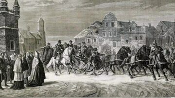 „Król Henryk Walezy przybywa do zamku w Międzyrzeczu” Feliks Sypniewski (1882)