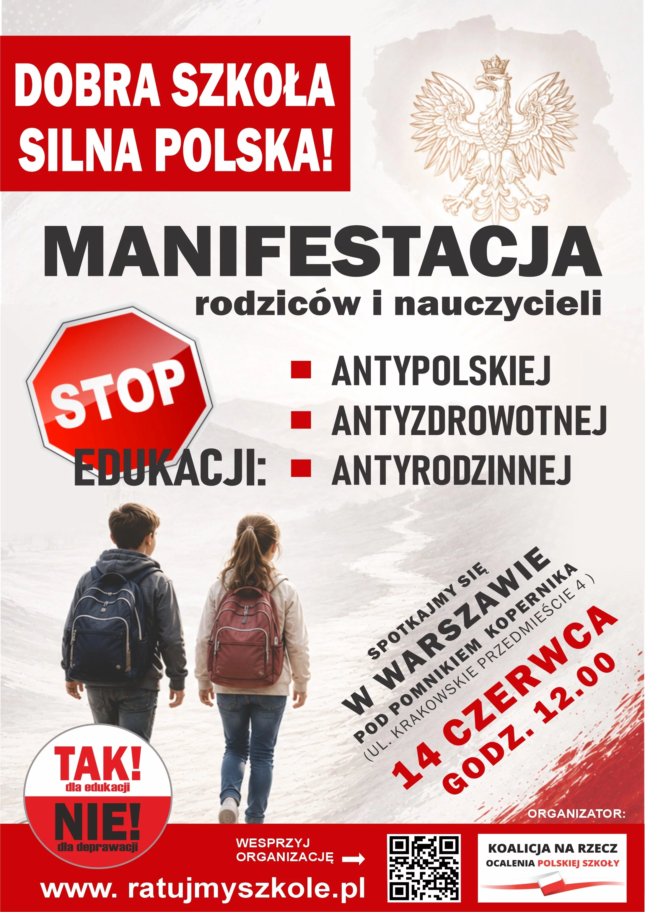 Koalicja na rzecz Ocalenia Polskiej Szkoły zapowiada manifestację w Warszawie