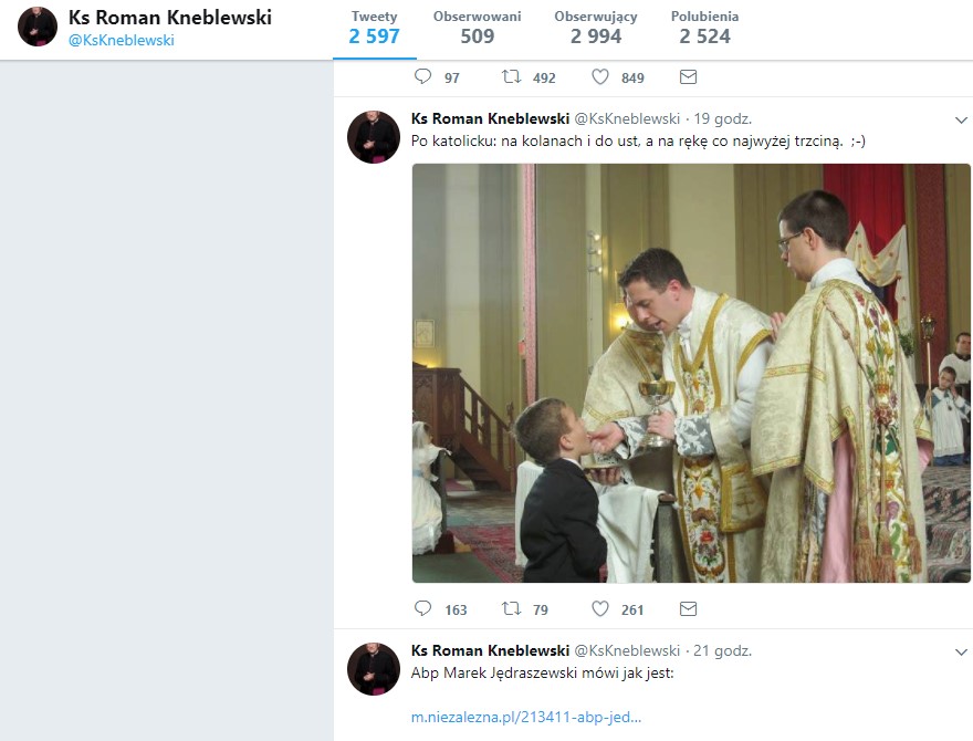 Ks. Kneblewski. Tweet o Komunii Św.