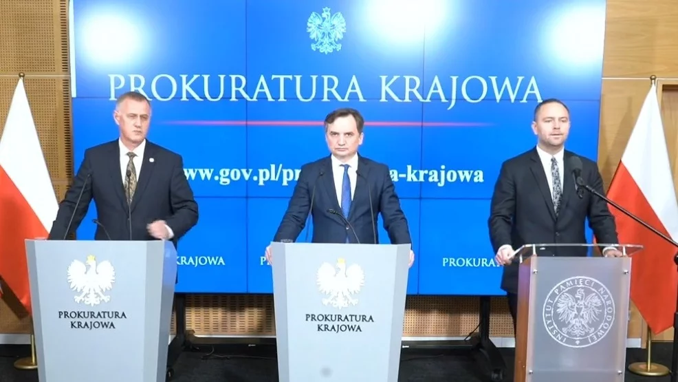 Konferencja prasowa ministra Zbigniewa Ziobry, prokuratora Andrzeja Pozorskiego oraz prezesa IPN Karola Nawrockiego