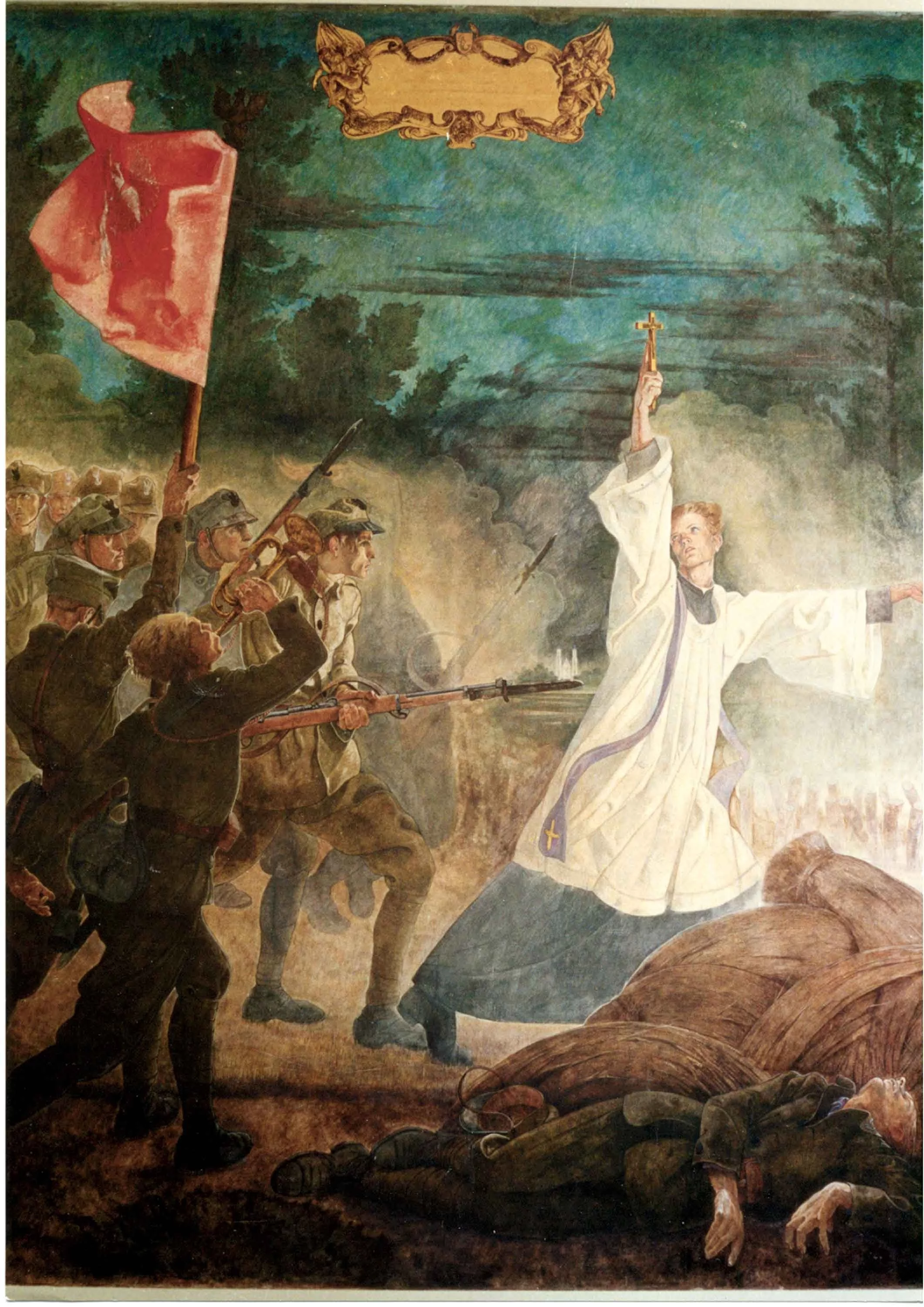 Castel Gandolfo, Włochy. Obraz Jana Rosena Bitwa Warszawska 1920 r. w kaplicy papieskiej Matki Bożej Częstochowskiej