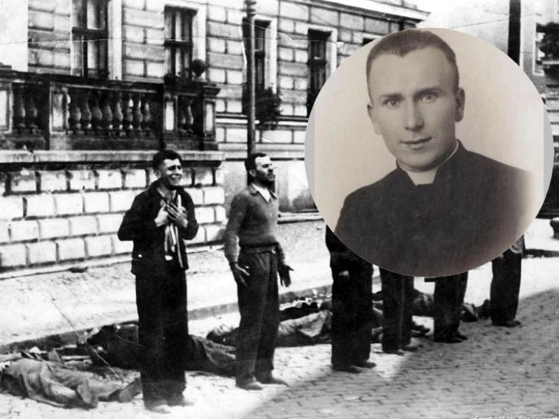 Ksiądz Jan Macha (małe zdjęcie) / Polacy tuż przed rozstrzelaniem przez Niemców