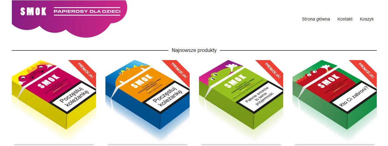 Strona główna strony internetowej sklepu "SMOK"