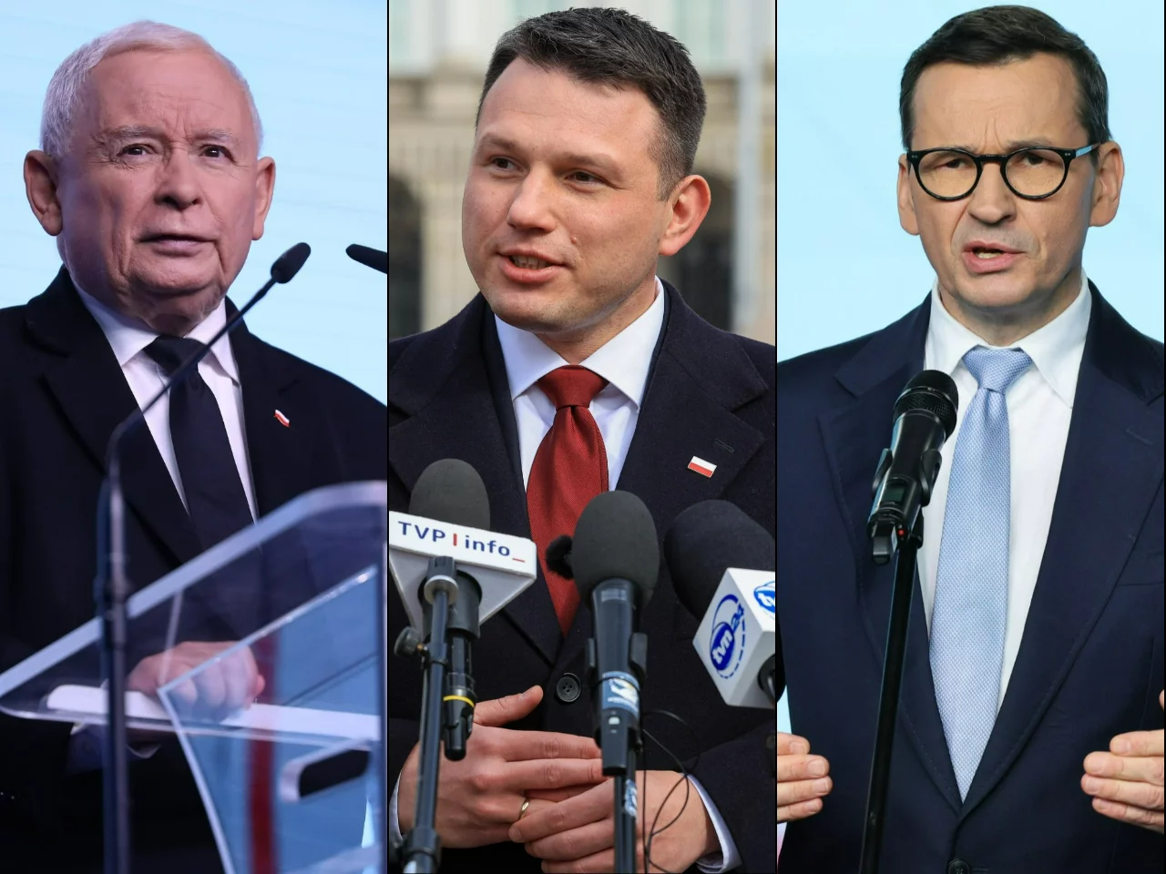 Jarosław Kaczyński, Sławomir Mentzen, Mateusz Morawiecki