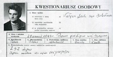 Kwestionariusz osobowy Lecha Wałęsy
