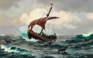 "Lato na Grenlandii około tysięcznego roku", obraz Carla Rasmussena (1841-1893)