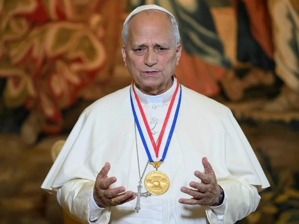 Papież Leon XIV z Medalem Wolności USA