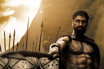 Leonidas, król Sparty. Kadr z filmu "300"