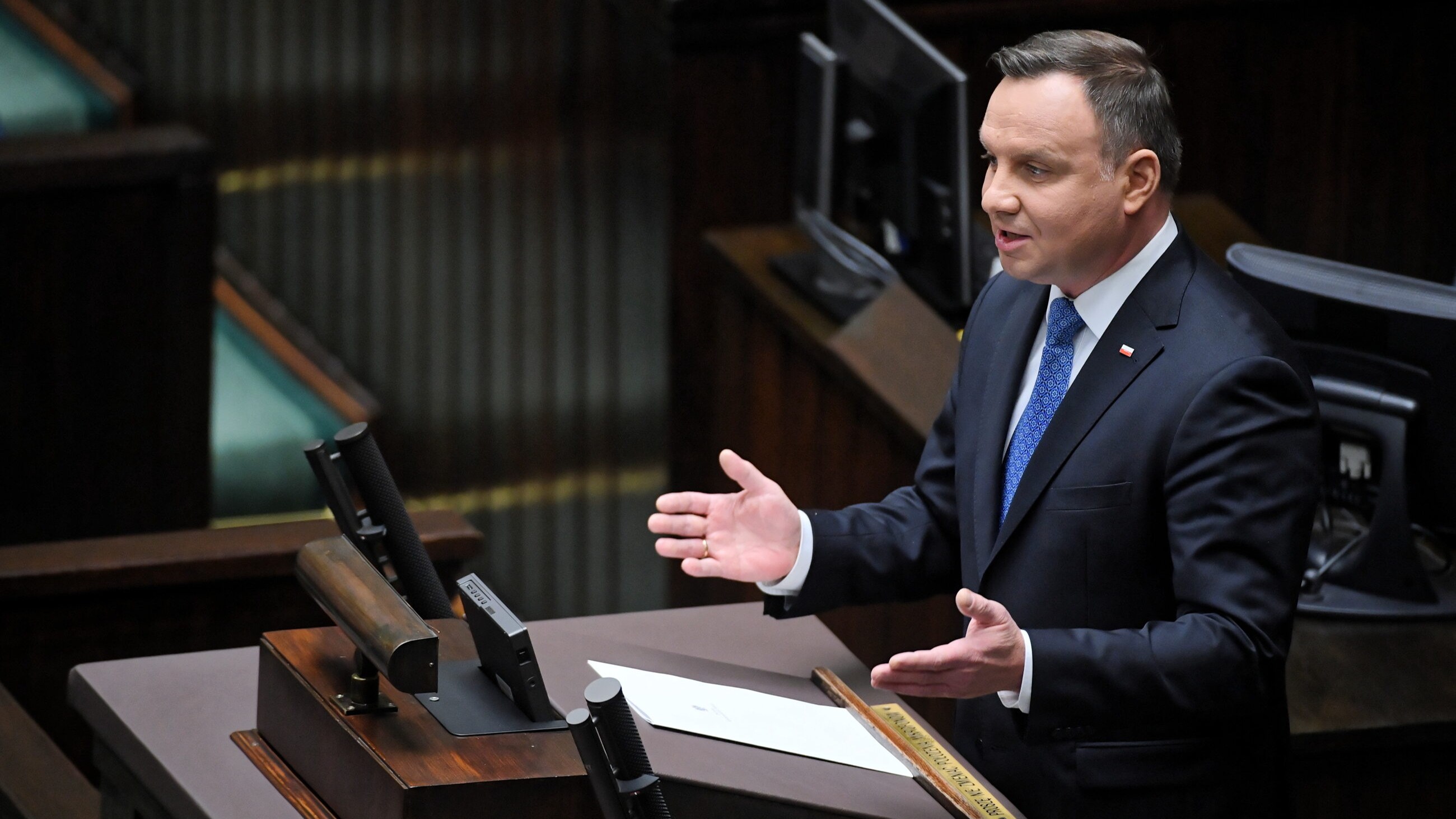 Prezydent Andrzej Duda wygłasza orędzie w Sejmie