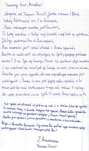 List 10-letniego Kacpra do ministra Marka Gróbarczyka