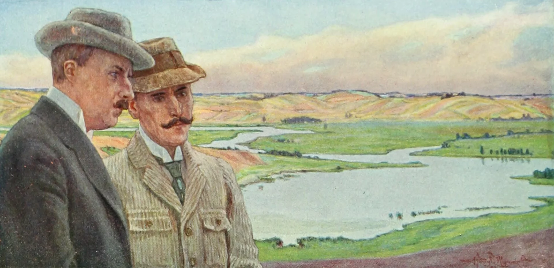 Józef Weyssenhoff i jego kuzyn malarz Henryk Weyssenhoff, ilustracja z powieści "Soból i panna"