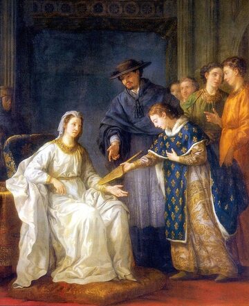 Ludwik IX Święty powierzający regencję swej matce, królowej Blance Kastylijskiej. Mal. Joseph-Marie Vien