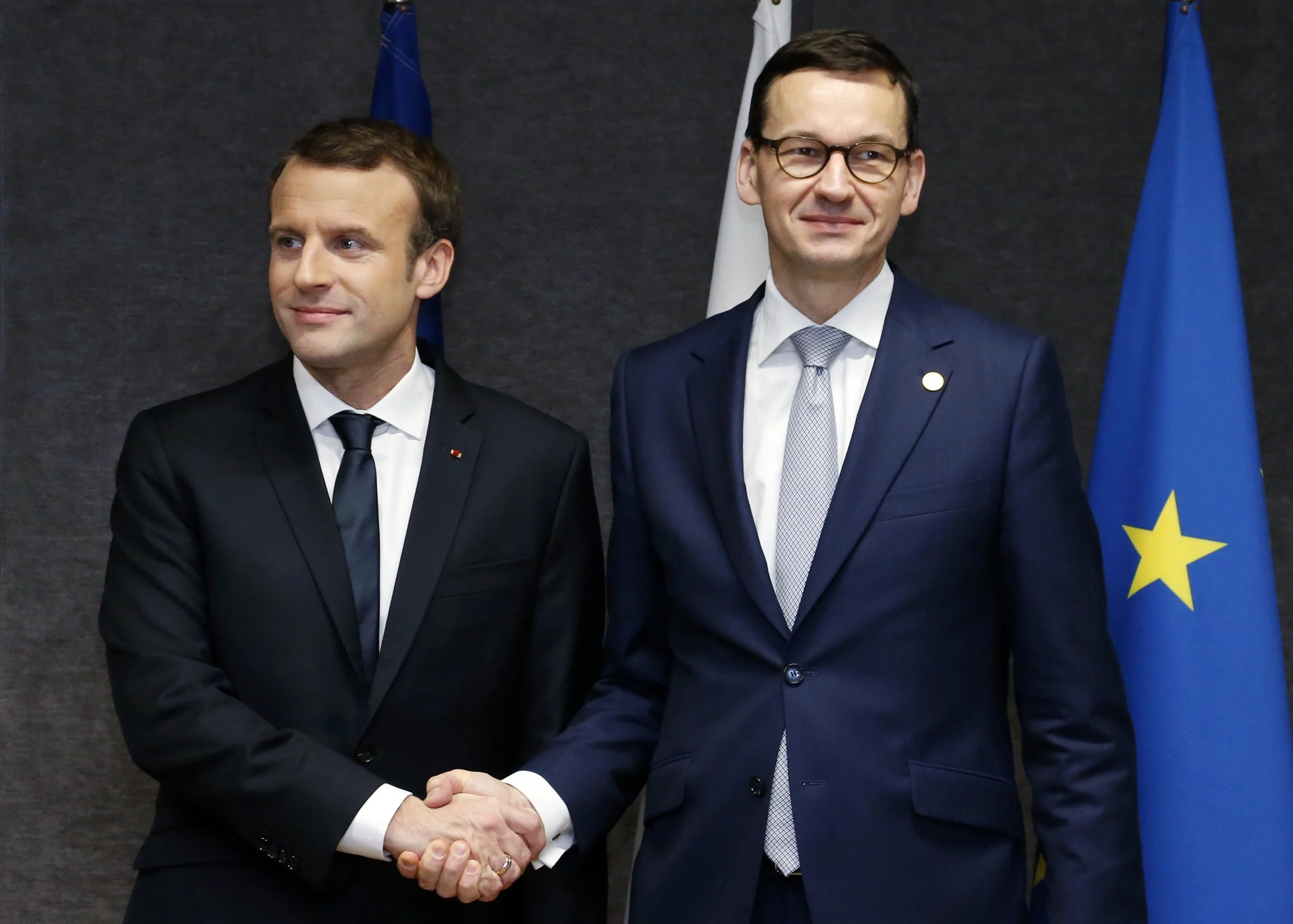 Emmanuel Macron i Mateusz Morawiecki