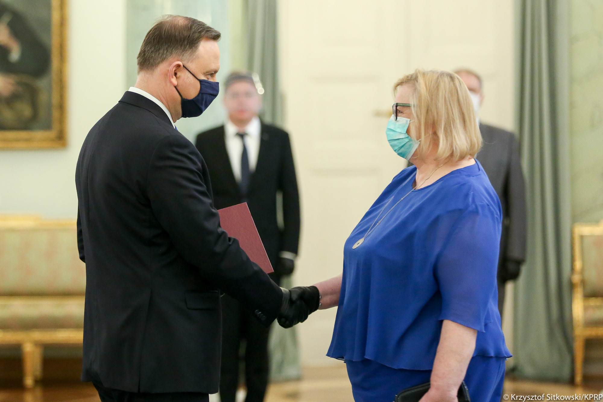 Andrzej Duda i Małgorzata Manowska podczas uroczystości w Pałacu Prezydenckim