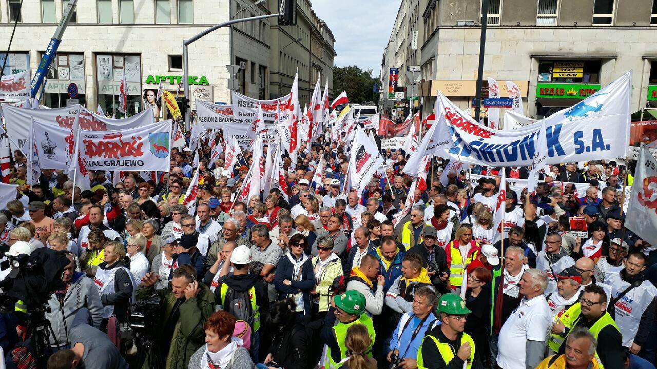 Protest "Solidarności" przed siedzibą KE
