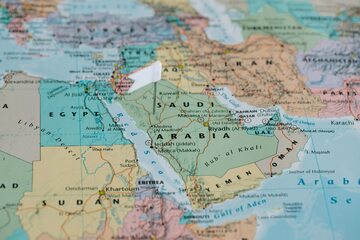 Mapa Półwyspu Arabskiego. Zdjęcie ilustracyjne