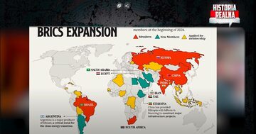 Mapa ukazująca ekspansję BRICS