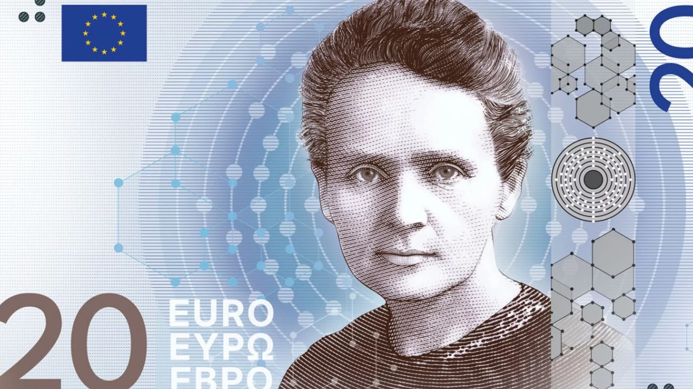Projekt banknotu z Marią Skłodowską-Curie