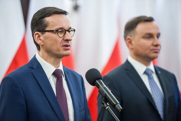 Mateusz Morawiecki i Andrzej Duda w Pałacu Prezydenckim