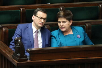 Mateusz Morawiecki i Beata Szydło w Sejmie