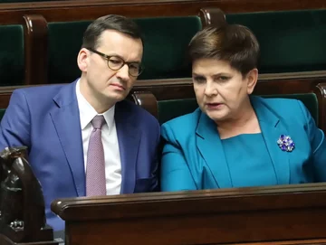 Mateusz Morawiecki i Beata Szydło w Sejmie